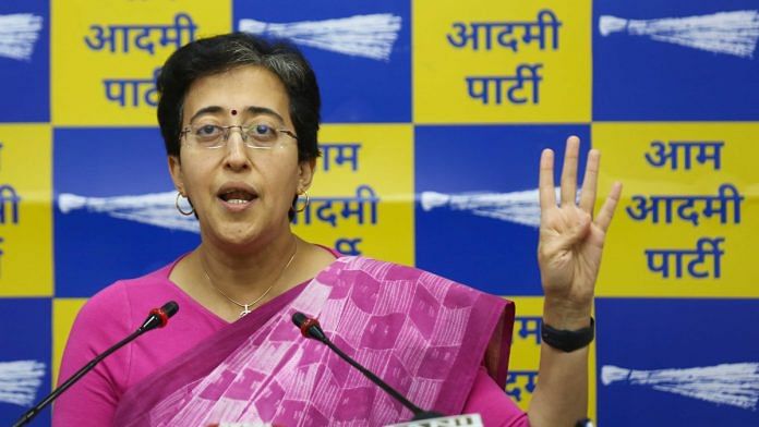 Aam Aadmi Party Leader Atishi Marlena addresses a press conference at AAP party office in New Delhi on Tuesday | Photo: Suraj Singh Bisht/ThePrint