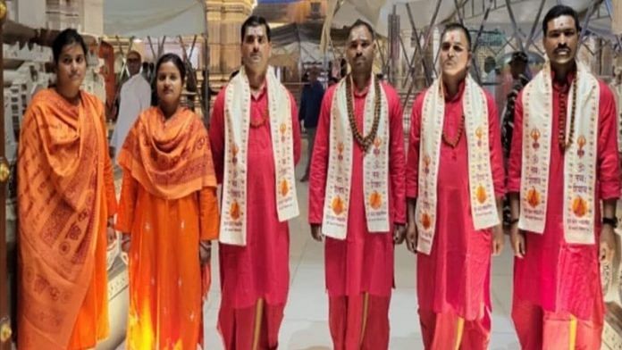 Varanasi police personnel dressed as priests and priestesses in the Kashi Vishwanath temple premises | By special arrangement