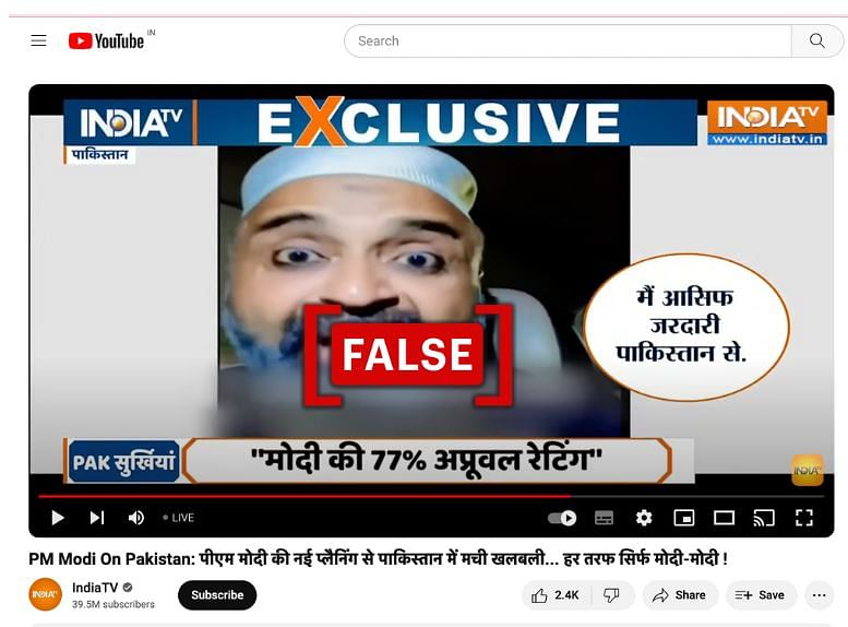 A screenshot of the India TV live video. (Source: X/DScreenshot/Modified by Logically Facts) 
