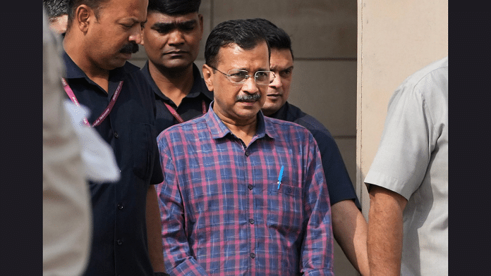 Representative image of Delhi Chief Minister Arvind Kejriwal being produced before the Rouse Avenue Court, in New Delhi, Friday, March 22, 2024 | Photo: PTI