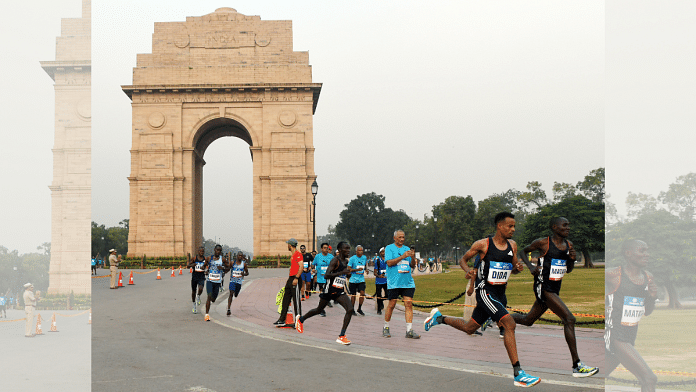File photo of athletes participating in the 'Delhi Half Marathon' | ANI