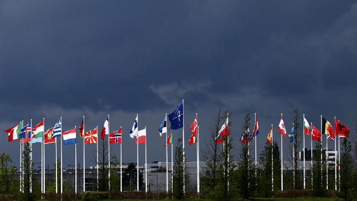 National flags of the Alliance's members flutter at the NATO headquarters in Brussels, Belgium, 17 April, 2024 | File Photo | Reuters/Yves Herman