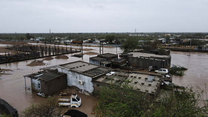 A drone view of a flooded village in Mokhada after Cyclone Biparjoy made landfall, Gujarat, India, 16 June, 2023 | Representative Image | Reuters/Francis Mascarenhas