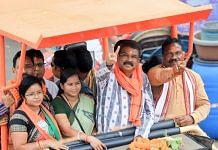 Union Education Minister and Bharatiya Janata Party (BJP) candidate from Sambalpur constituency Dharmendra Pradhan holds a roadshow in Sambalpur's Kuchinda Wednesday. | ANI