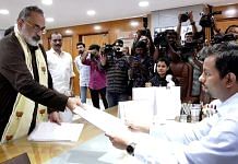 Union Minister and BJP Thiruvananthapuram candidate, Rajeev Chandrasekhar files his nomination for the upcoming Lok Sabha elections 2024, in Thiruvananthapuram on Thursday, 04 April, 2024 | ANI