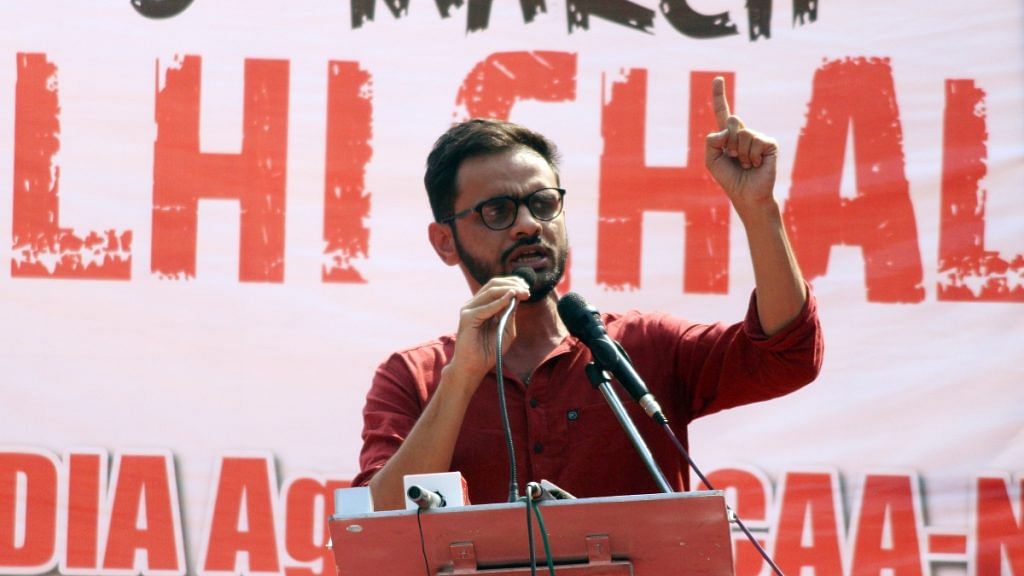 ormer JNU Student Umar Khalid speaks during a protest by JNUSU over India's new citizenship law, at Jantar Mantar in New Delhi | Representational image | ANI