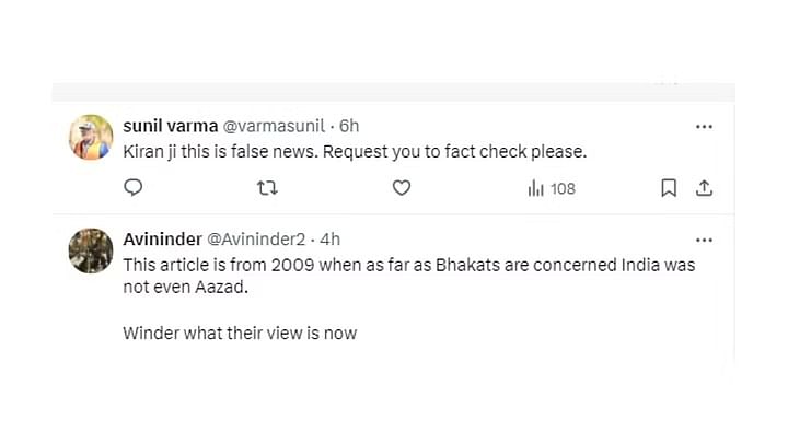 Screenshot of the comments section of Bedi's post | Source: Viral post/Screenshot/Altered by The Quint)