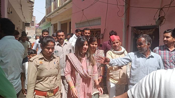 Aditi Yadav during a door-to-door campaign in Mainpuri | Krishan Murari | ThePrint