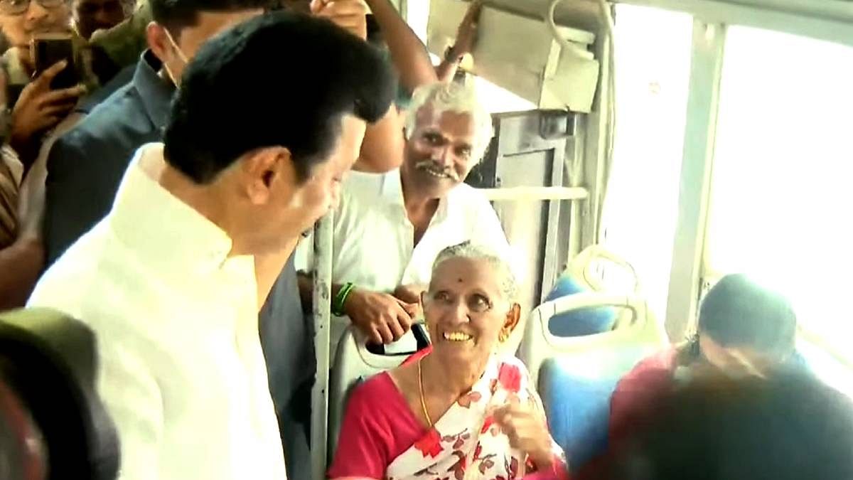 Stalin interacting with passengers on a government bus in Chennai in May 2022 | ANI