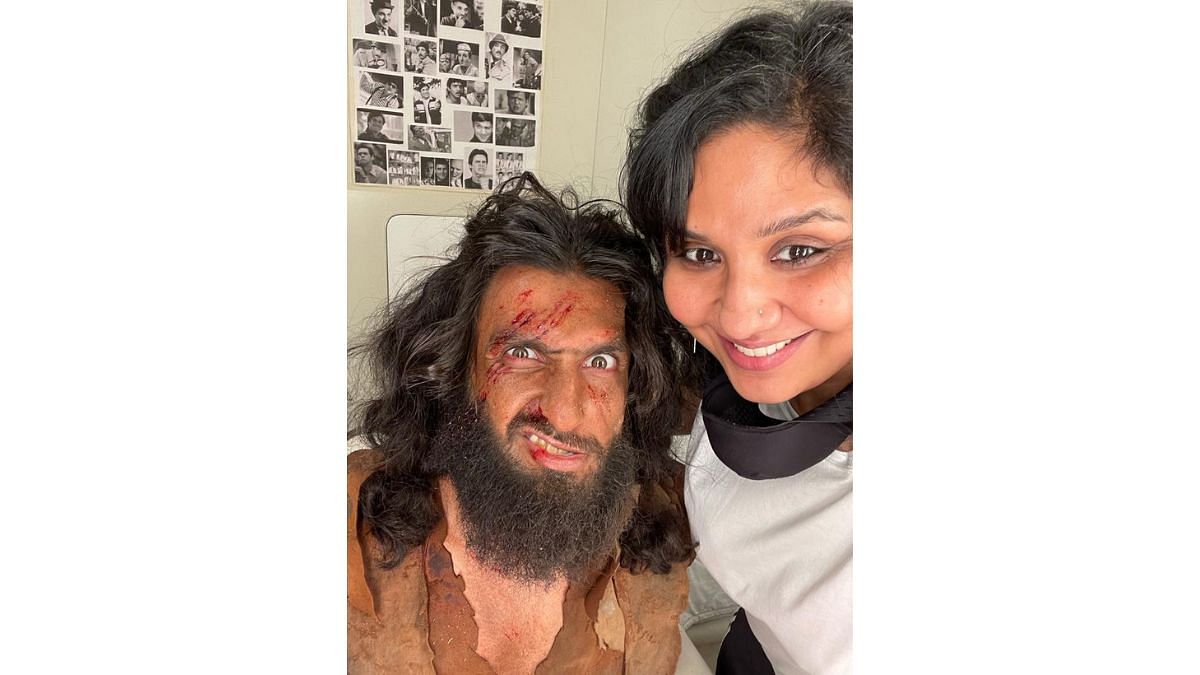 Singh with Ranveer Singh as Alauddin Khilji for Padmaavat | Credit: Da Makeup Lab 