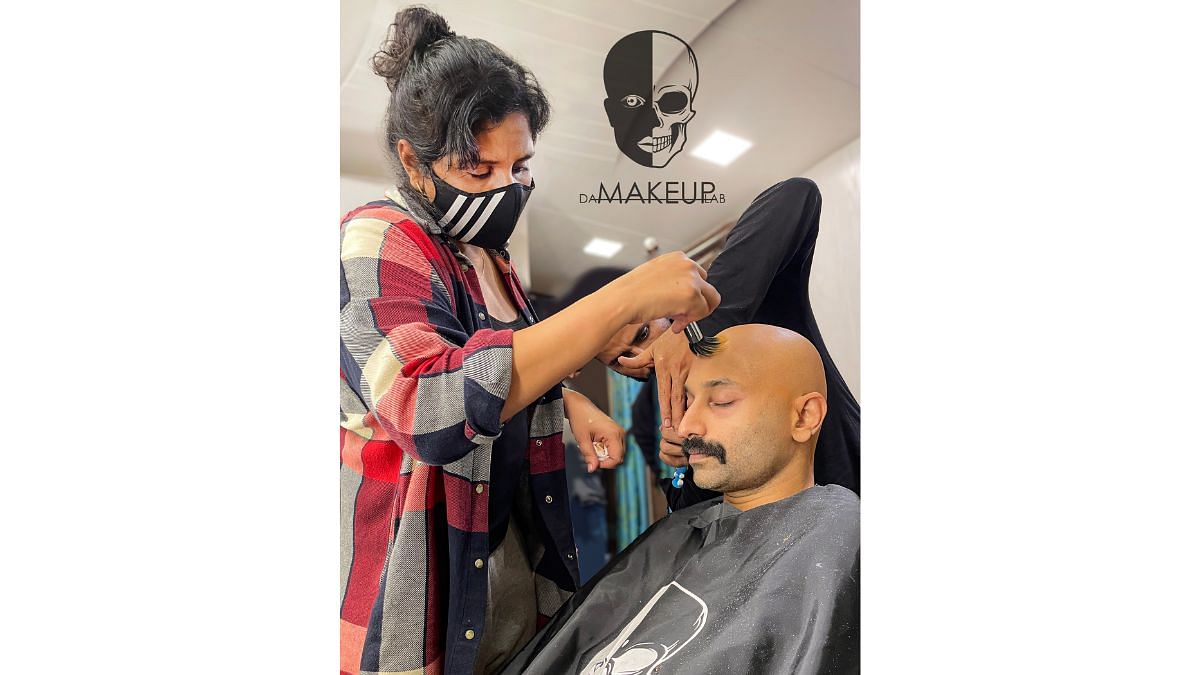 Singh working on Fahaadh Faasil for Pushpa: The Rise | Credit: Da Makeup Lab