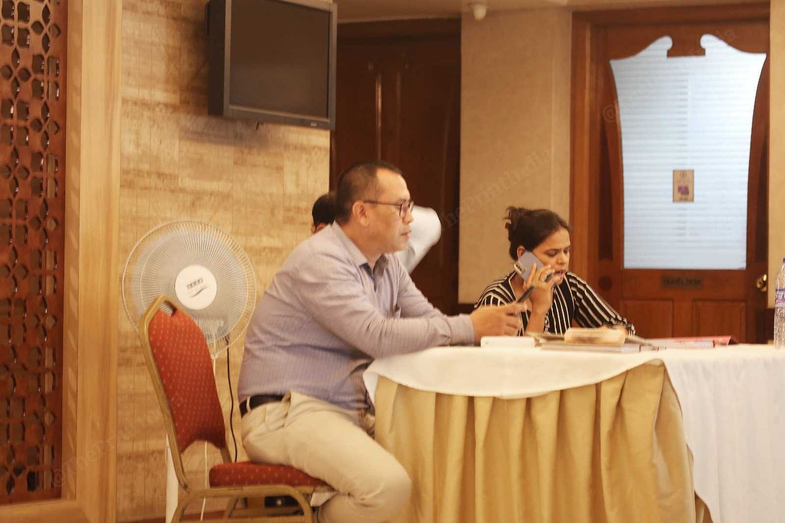 CBI team appointed for inspection sitting at the reception of Hotel Classic, Imphal, 16 September 2023 | Photo: Praveen Jain | ThePrint