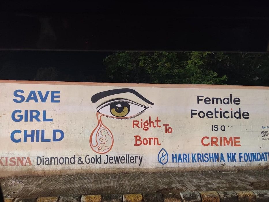 'Save the Girl Child', 'Female Foeticide is a Crime' and similar messages painted on the walls — a common sight in Haryana | Bismee Taskin | ThePrint