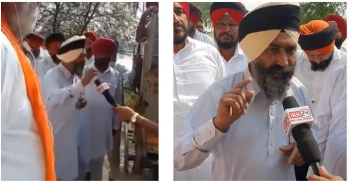 (L-R) Screengrab from viral video showing protest against AAP in Haryana and screengrab from YouTube video