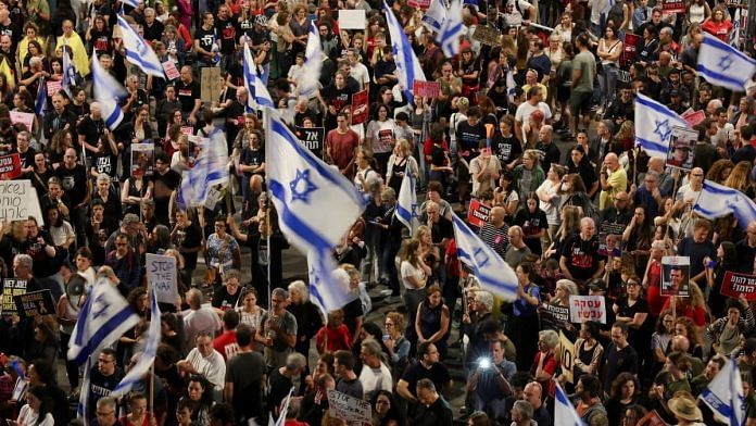 Protest against Israeli govt in Tel Aviv on 11 May, 2024 | REUTERS/Shannon Stapleton
