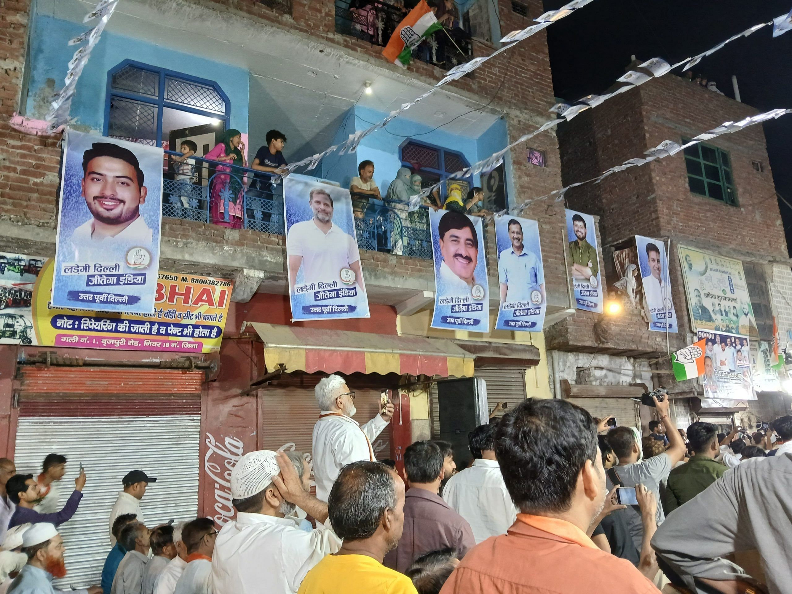 Residents gather to listen to Kanhaiya Kumar at a public meeting in Mustafabad, North East Delhi | Risha Chitlangia | ThePrint