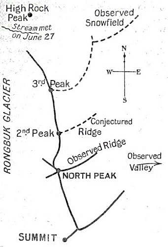 Mallory's original sketch map, northeast of Everest. Page 201 from Howard-Bury, C. K. ‘Mount Everest the Reconnaissance’ | Source: Wikimedia Commons