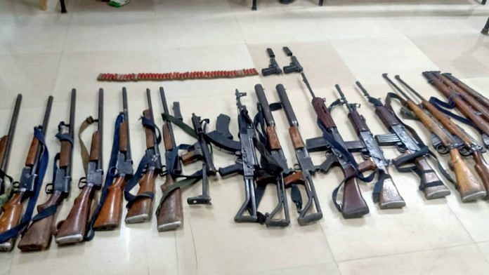 Security forces recover a large cache of weapons and ammunition during an anti-Maoist operation in Chhattisgarh’s Kanker last month | Photo: ANI