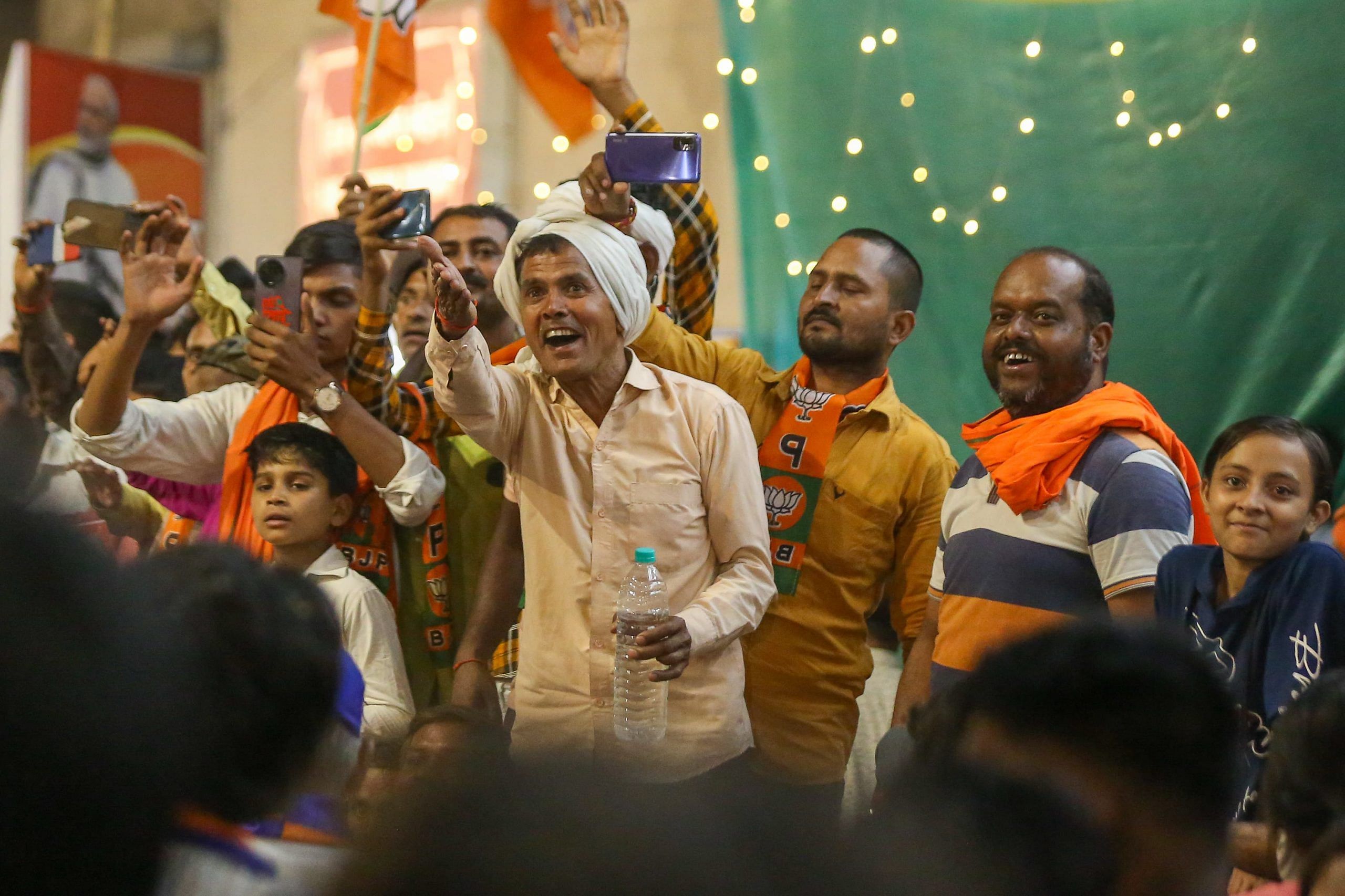 Modi supporters cheering from the crowd | Suraj Singh Bisht | ThePrint