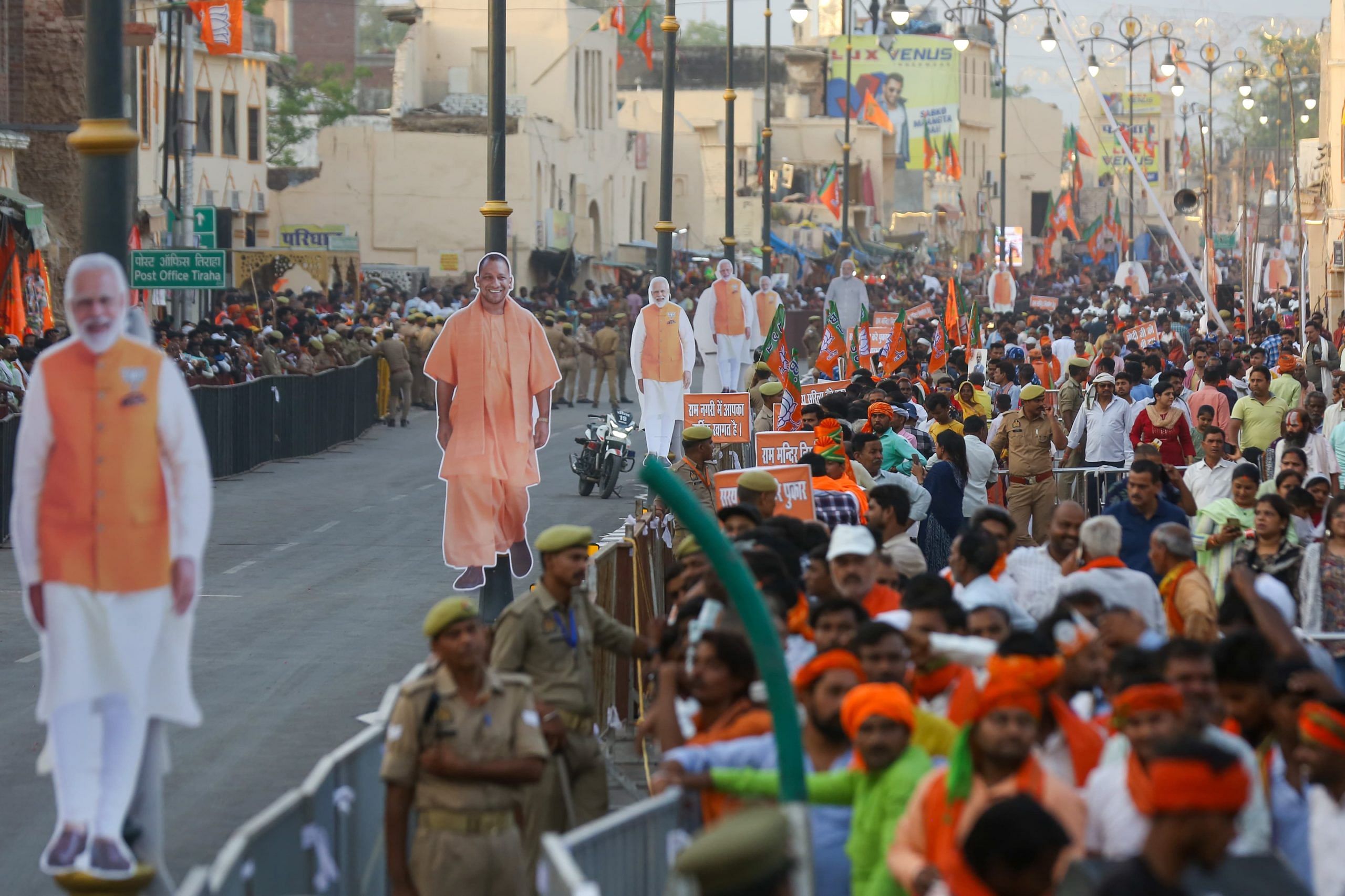 Hoardings of PM Modi and Yogi Adityanath along the streets of Ayodhya | Suraj Singh Bisht | ThePrint