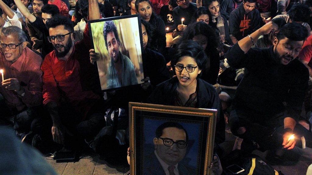 File photo of a candle march held in remembrance of Rohith Vemula in Mumbai | Representational image | ANI
