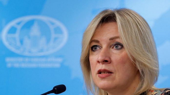 Russian foreign ministry spokesperson Maria Zakharova addresses the media | Reuters