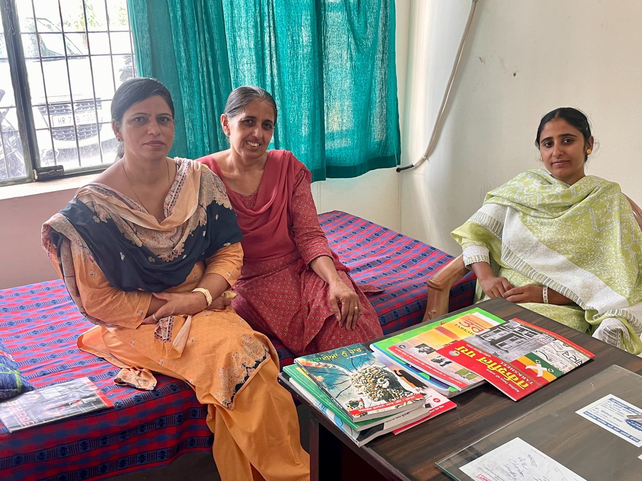 Sarabjeet Kaur, 42, is flanked by Jaswinder ,47, and Navdeep Kaur, 29. All three women have been visitors to the makeshift weekend 'clinic' run by the rationalist group in Bargari in Punjab's Faridkot | Sabah Gurmat, ThePrint
