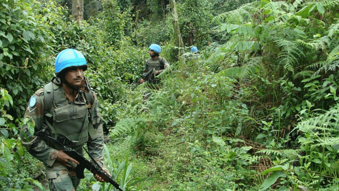 Representational image of Indian soldiers patrol under UN mission in Congo, Africa | Commons