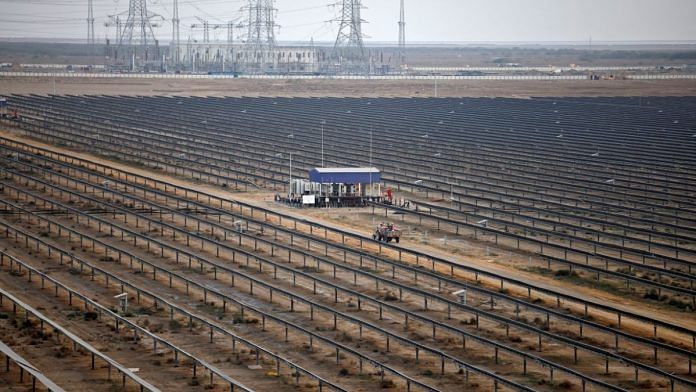 A general view of installed solar panels at the Khavda Renewable Energy Park of Adani Green Energy Ltd (AGEL), in Khavda, India |File Photo | Reuters/Amit Dave