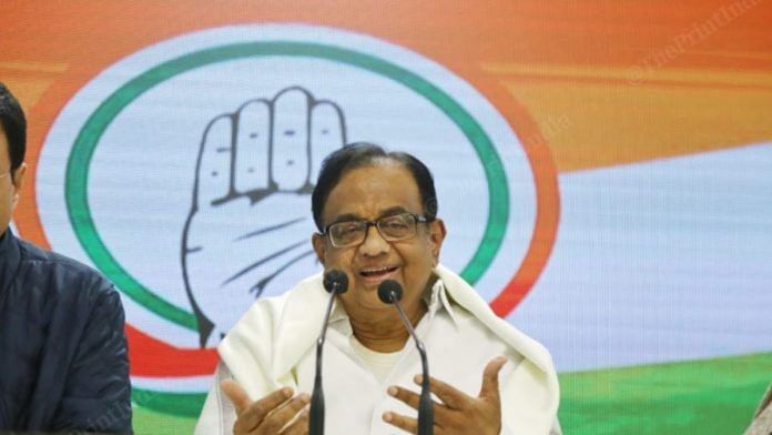 File photo of P Chidambaram | Manisha Mondal | ThePrint