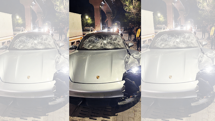 The Porsche car hit a motorcycle at Kalyani Nagar in Pune in which two people died in the accident | ANI