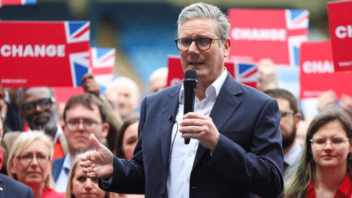 British opposition Labour Party leader Keir Starmer speaks during a Labour general election campaign event at Priestfield Stadium, the home of Gillingham football club in Gillingham, southeast Britain, May 23, 2024. Reuters | Toby Melville