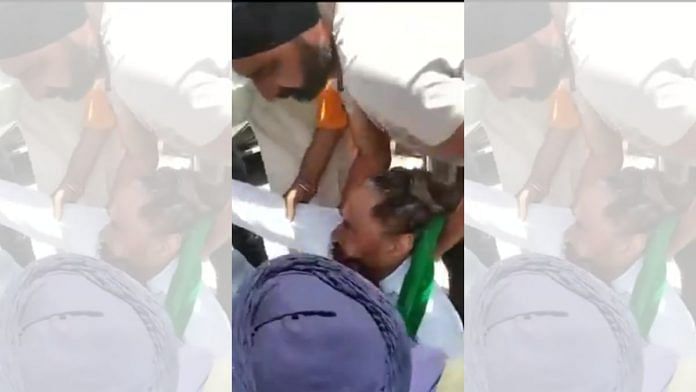 Screenshot showing the farmer, Surinderpal Singh, at the protest