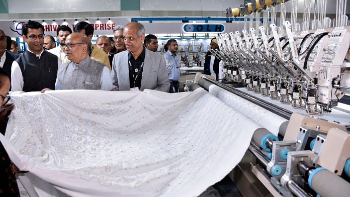 Southern Gujarat Chamber of Commerce & Industry President Ramesh Vaghasiya and other dignitaries visit the Surat International Textile and Machinery Expo 2024 | representational image | ANI