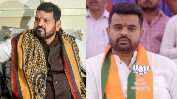 Brij Bhushan Sharan Singh and Prajwal Revanna | Photos via ANI, X