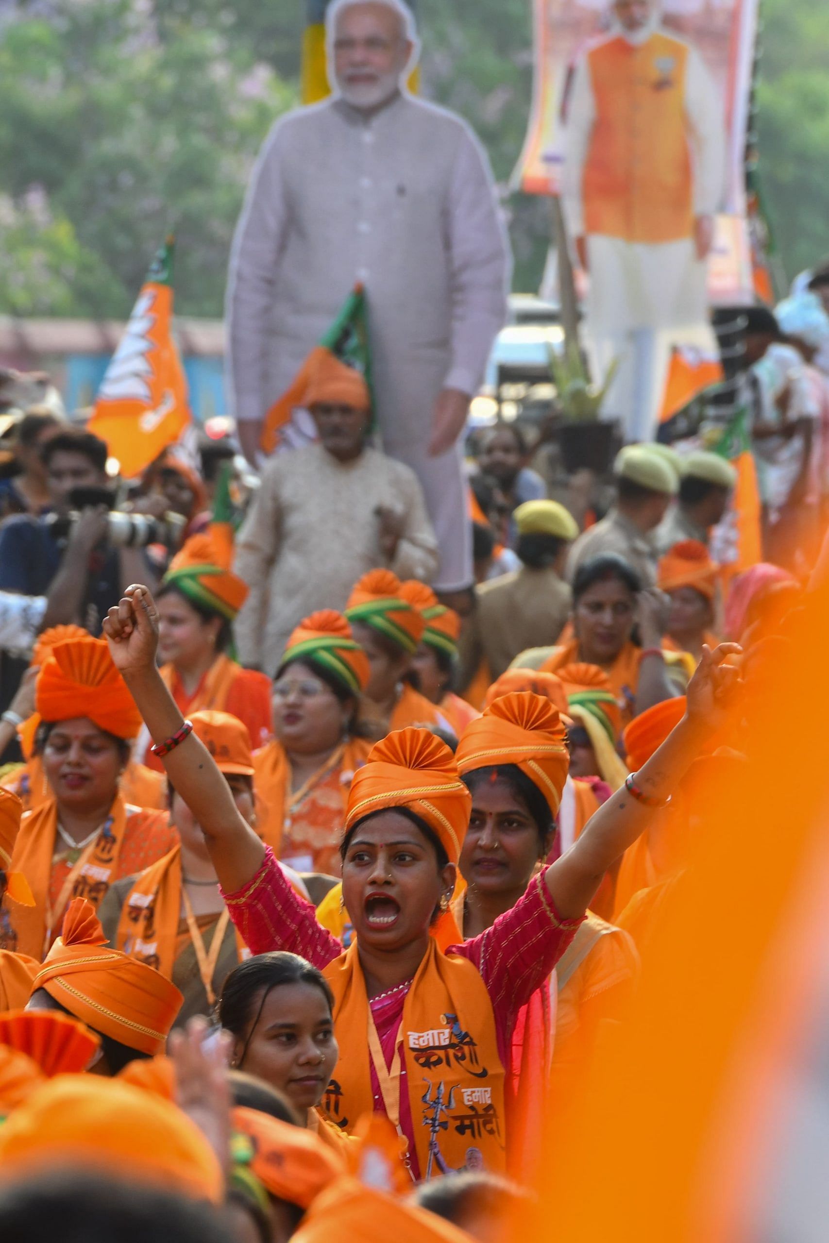 Women supporters at the roadshow | Suraj Singh Bisht | ThePrint