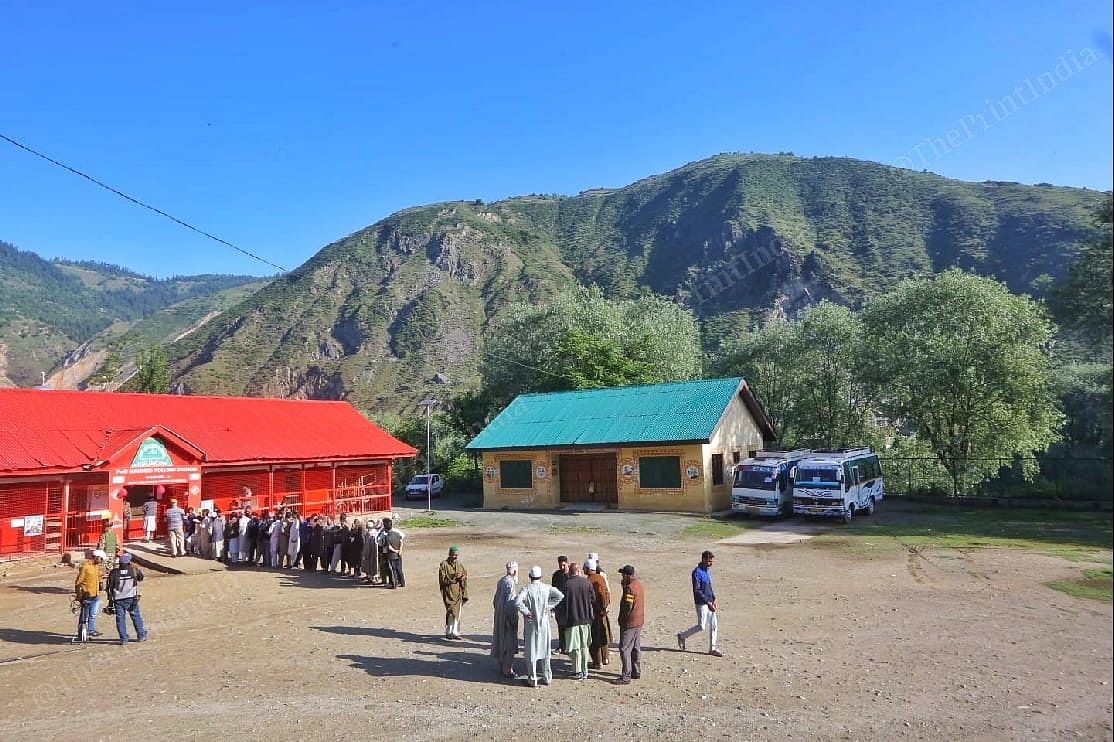 Voters in queue at PwD-manned polling station in Khanpora, Baramulla | Praveen Jain | ThePrint