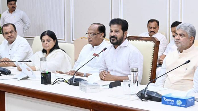 CM Revanth Reddy holds a meeting at the state secretariat Thursday with ministers, senior leaders from the Congress and Left on the state anthem and emblem, ahead of Telangana formation day on 2 June | Photo: By special arrangement