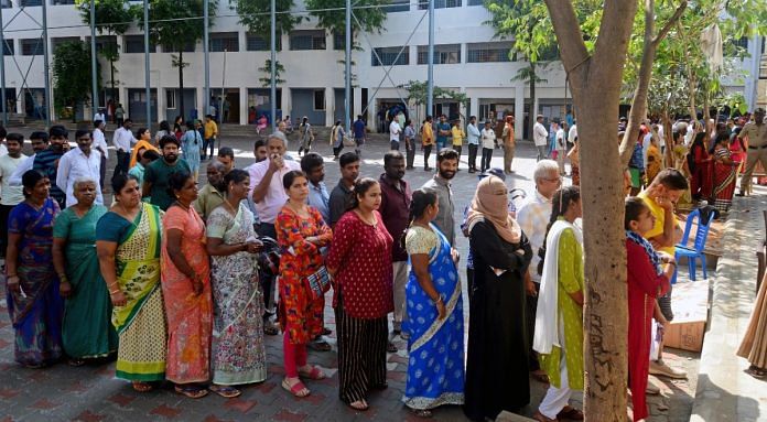 File photo of women voters at a polling booth in Bengaluru | Representational image | ANI