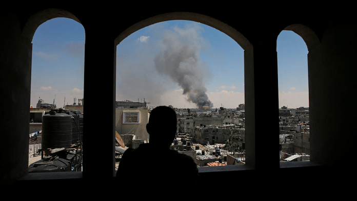 Representational image of smoke rising after Israeli strikes while Israeli forces launch a ground and air operation in the eastern part of Rafah, amid the ongoing conflict between Israel and Hamas, in Rafah, in the southern Gaza Strip 7 May, 2024. Reuters/Hatem Khaled
