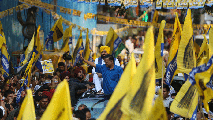 CM Arvind Kejriwal along with Punjab's CM Bhagwant Mann holds roadshow in Mehrauli | Suraj Singh Bisht | ThePrint