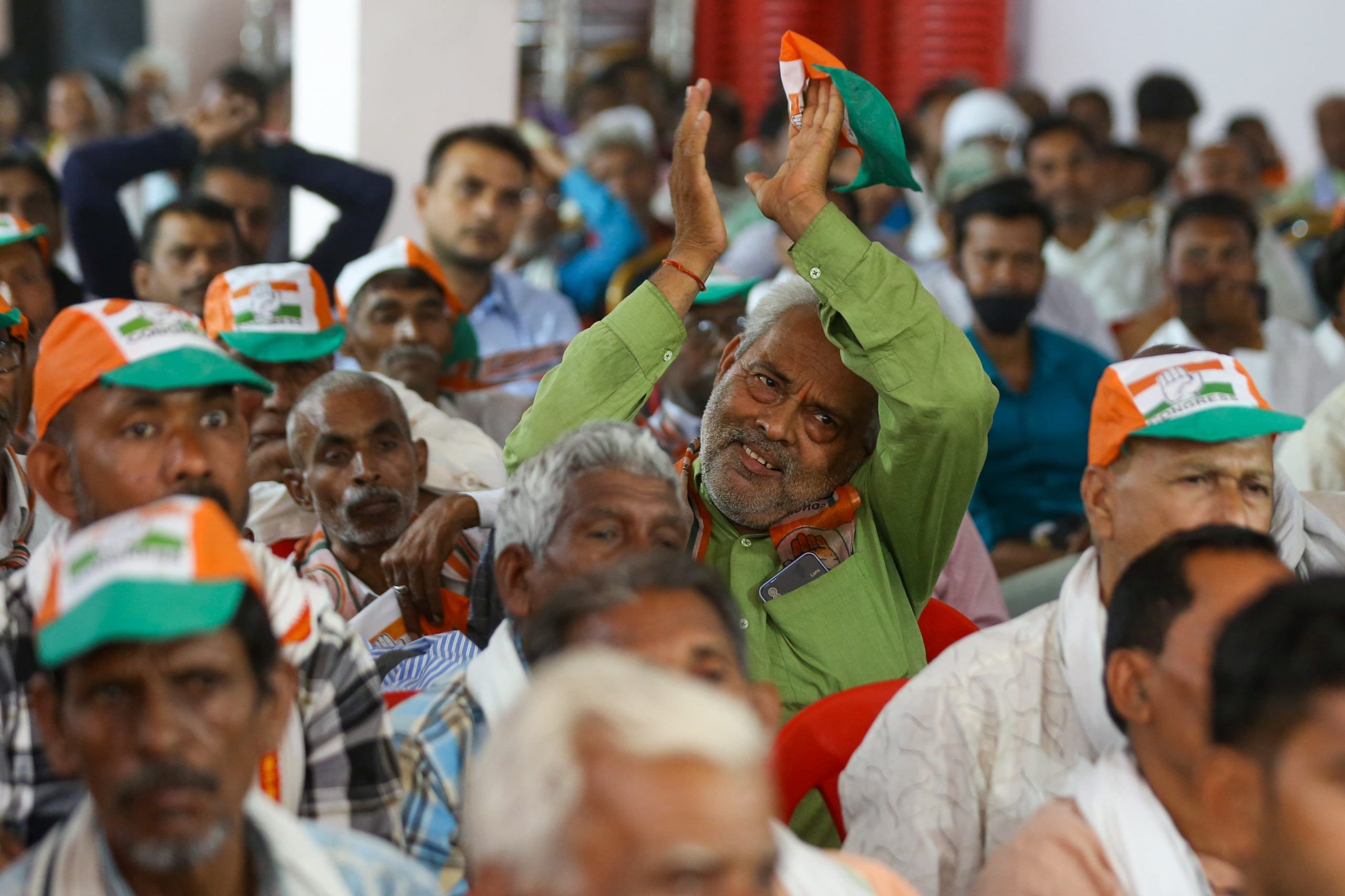A participant applauds during Kishori Lal Sharma’s rally | Suraj Singh Bisht | ThePrint