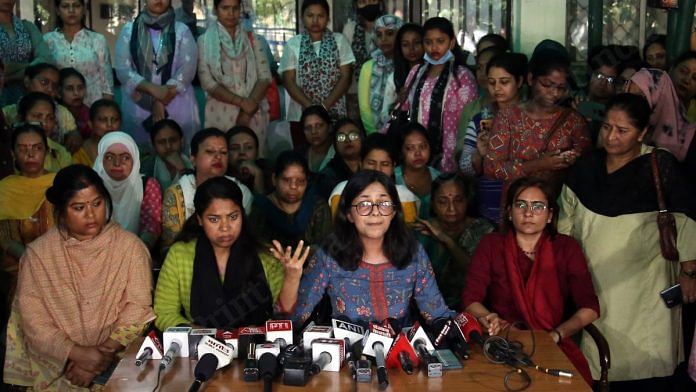 Former DCW chairperson Swati Maliwal during a press conference in New Delhi | Manisha Mondal