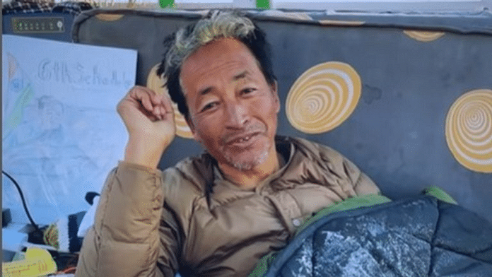 Sonam Wangchuk during his 'fast unto death' for statehood and the Sixth Schedule for Ladakh | File Photo: Instagram screengrab/@wangchuksworld