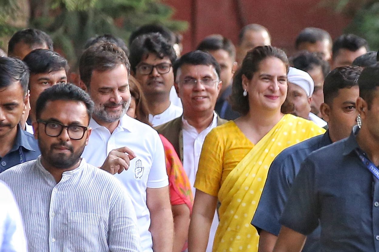 Rahul Gandhi and Priyanka Gandhi Vadra arriving at the Congress headquarters | Manisha Mondal | ThePrint