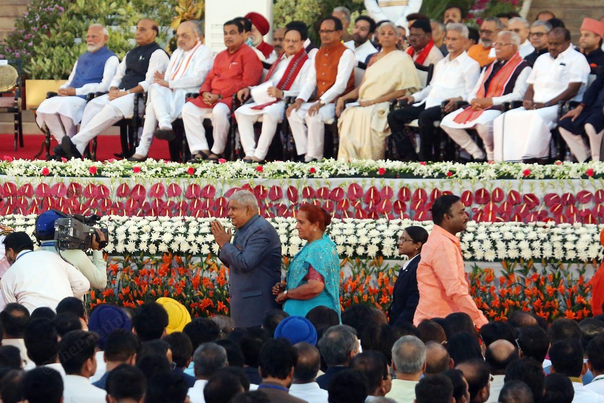 Vice President Jagdeep Dhankar along with his wife ateend the Swearing-in ceremony | Praveen Jain | ThePrint