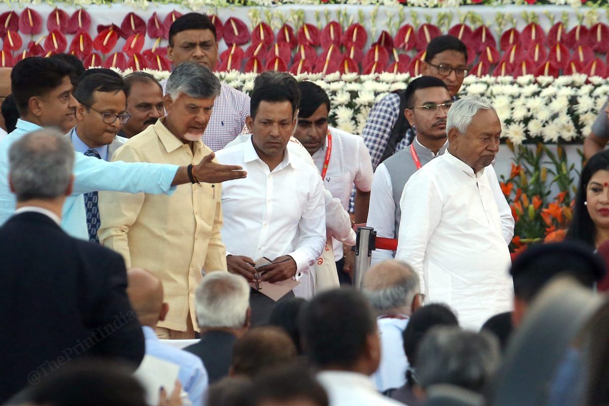 Bihar CM Nitish Kumar and Andhra Pradesh CM N. Chandrababu Naidu | Praveen Jain | ThePrint