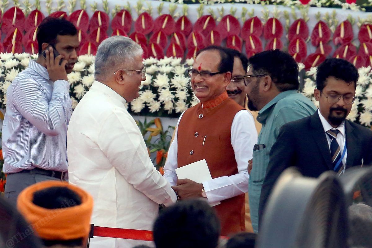 BJP leader Bhupender Yadav with Shivraj Singh Chouhan | Praveen Jain | ThePrint