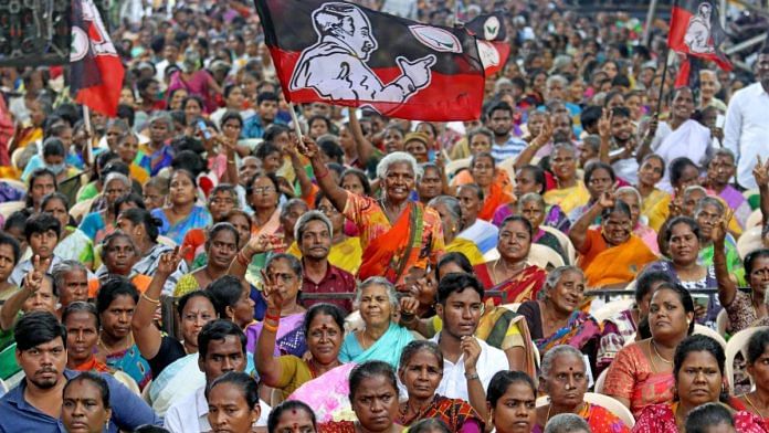 AIADMK supporters at a rally addressed by Edappadi K. Palaniswami in Chennai on 16 April | ANI