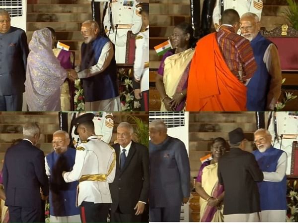 Leaders from India's neighbourhood, Indian Ocean region join PM Modi, President Murmu on stage after swearing-in ceremony